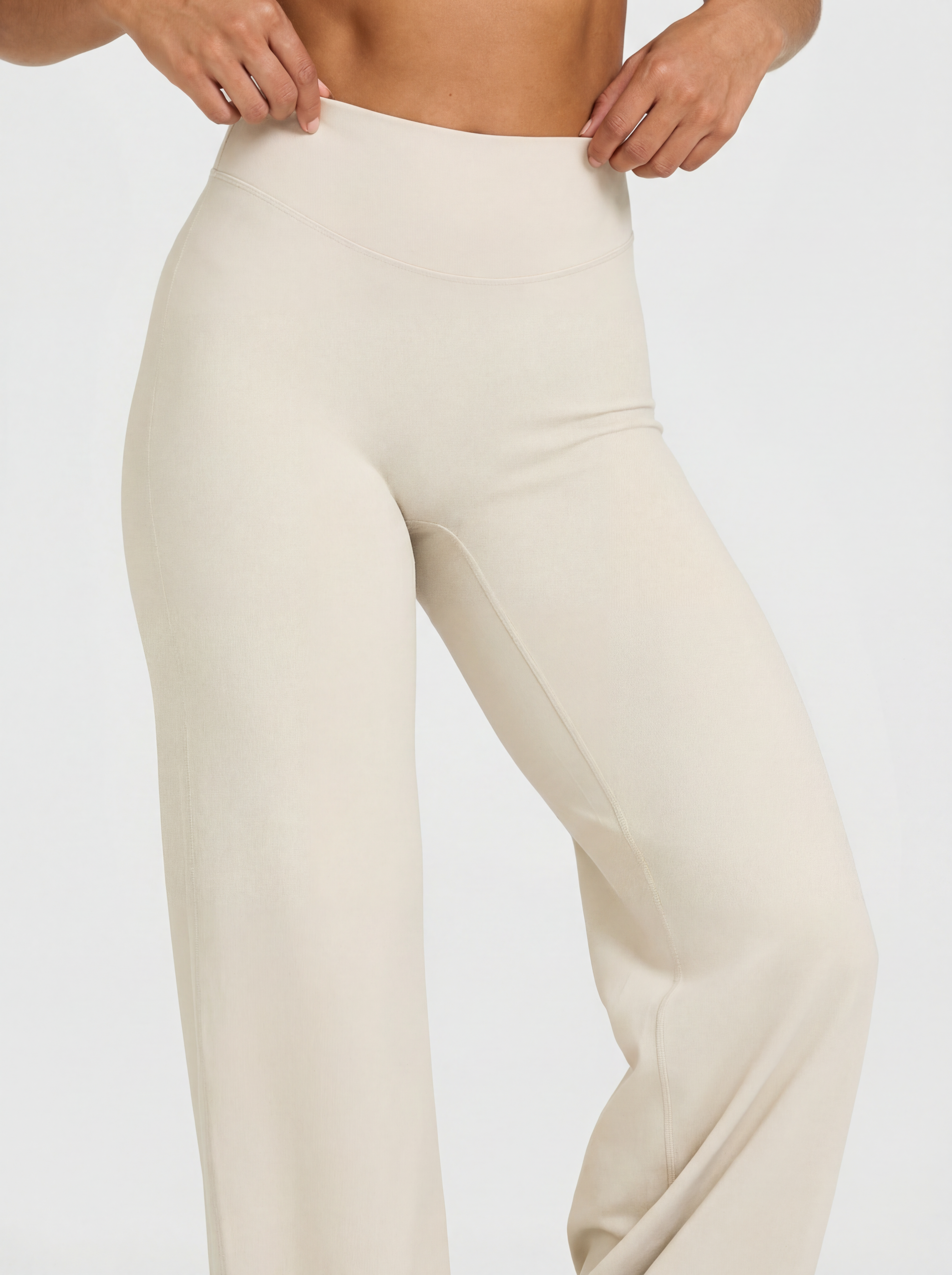 Uttal Straight Wide-Leggings - Beige