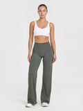 Uttal Straight Wide-Leggings - Olive Green