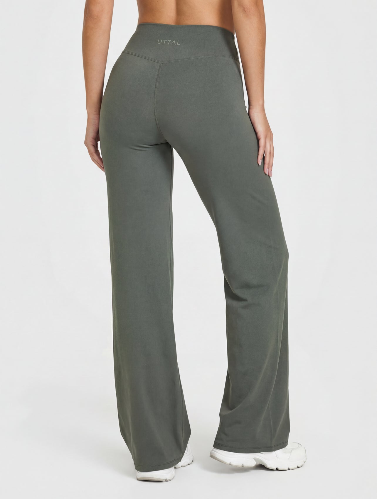 Uttal Straight Wide-Leggings - Olive Green