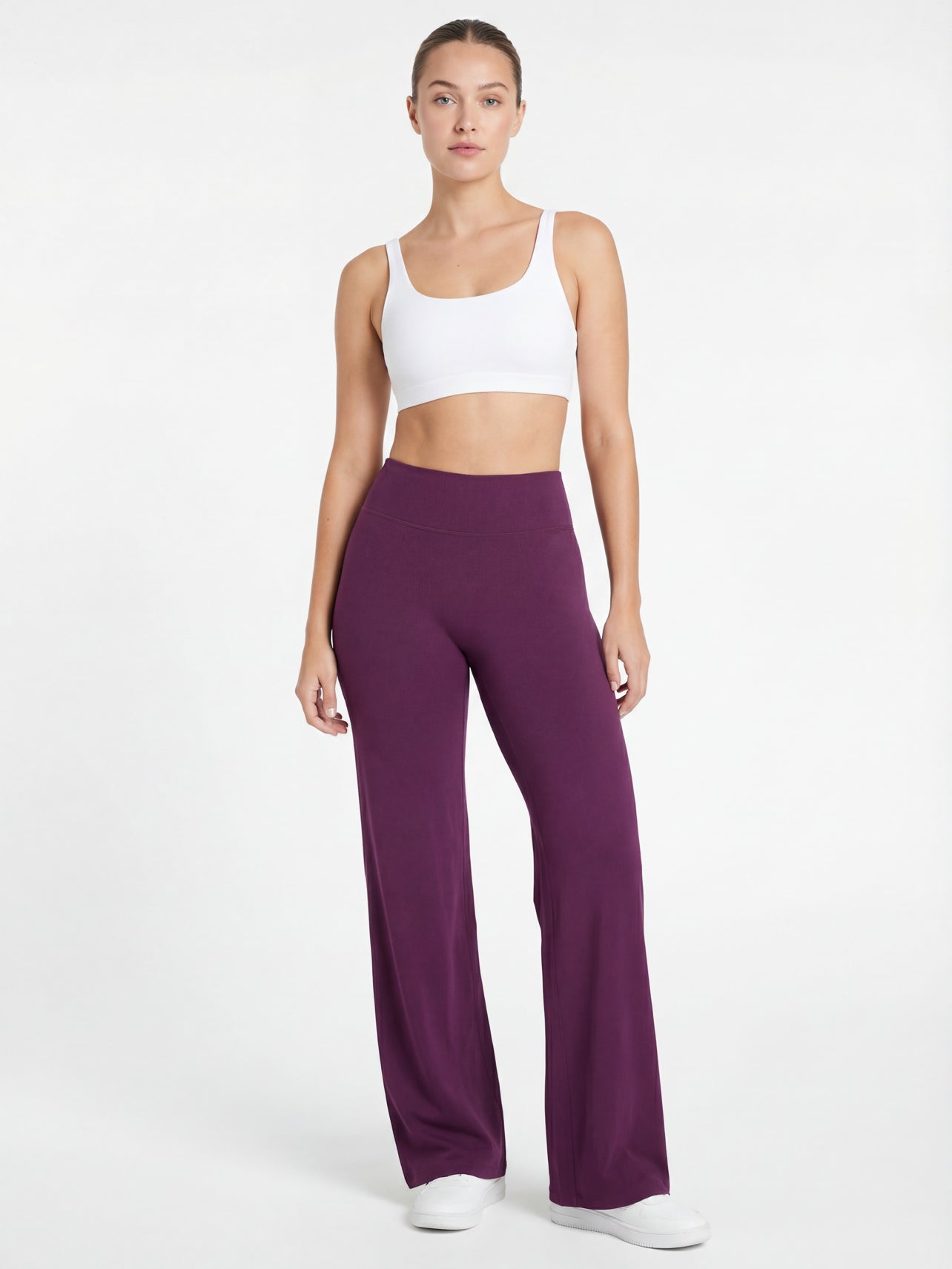 Uttal Straight Wide-Leggings - Plum