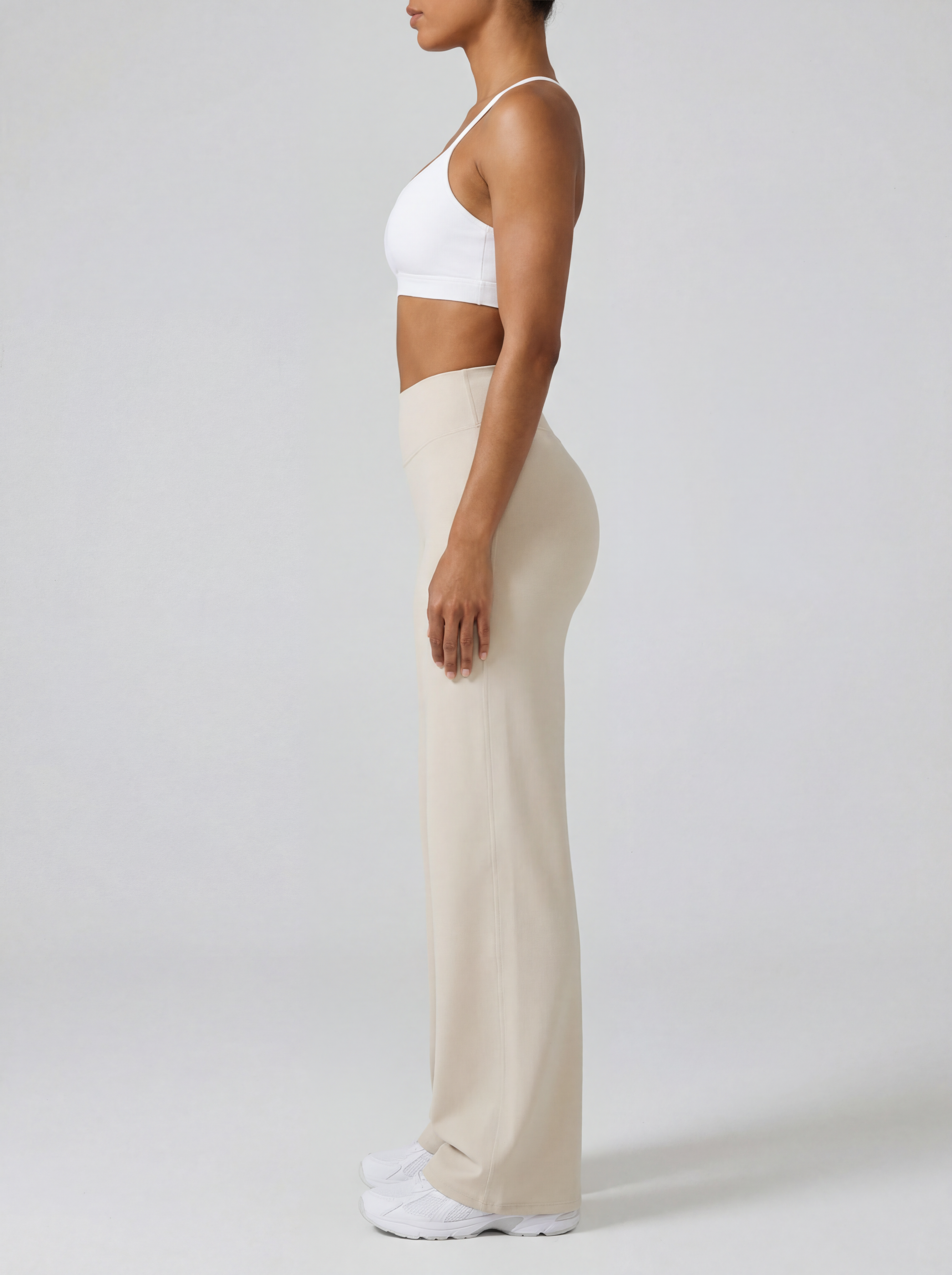 Uttal Straight Wide-Leggings - Beige