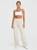 Uttal Straight Wide-Leggings - Beige