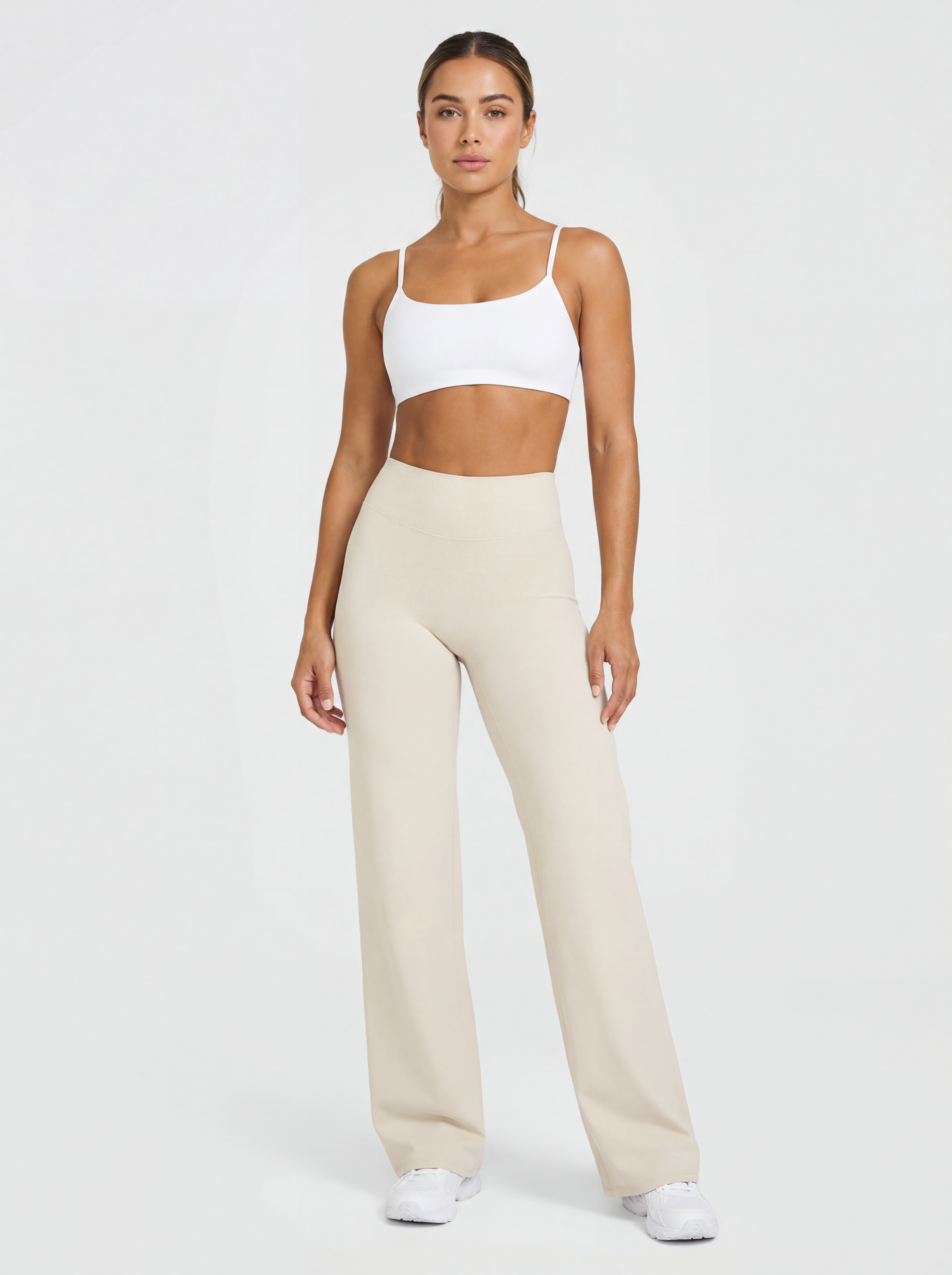 Uttal Straight Wide-Leggings - Beige